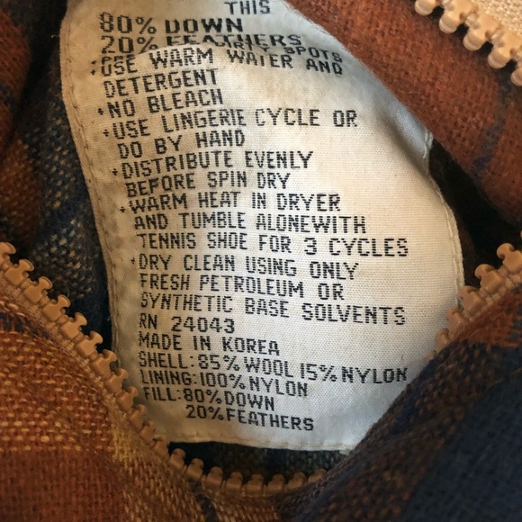 RARE Vintage 70s Plaid Wool Reversible Down Feather Puffer Vest Unisex - Picture 14 of 15